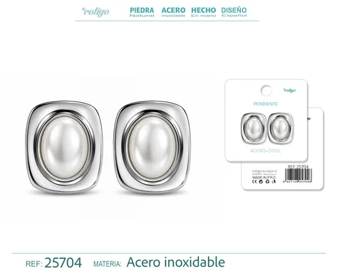 Pendiente Acero Inoxidable color Plateado