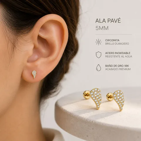 Pendiente-Piercing Bañado Oro 18K y con Circonita