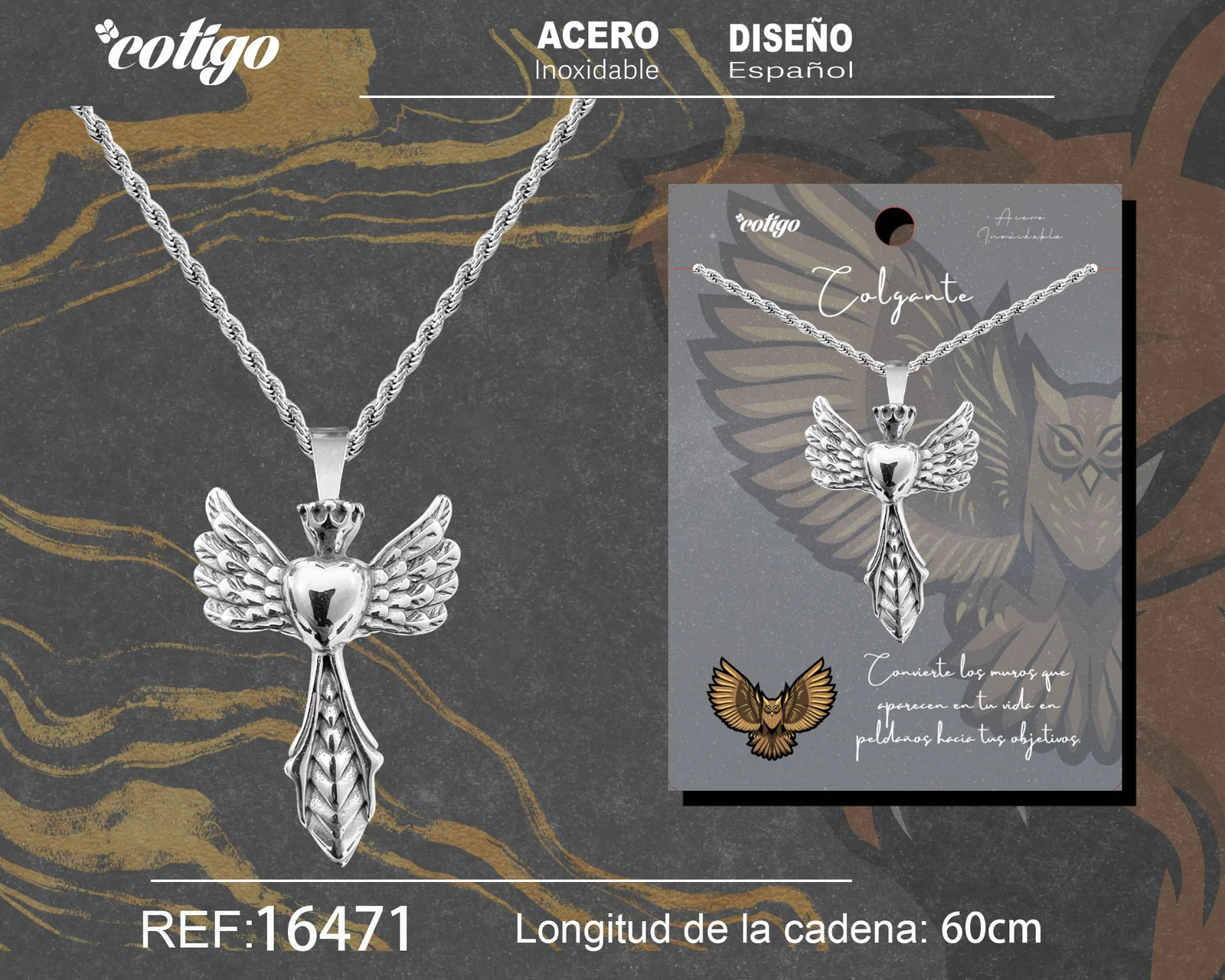 COLGANE HOMBRE ACERO COLOR PLATEADO