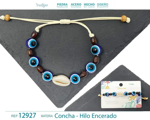 PULSERA HILO ENCERADO DE CONCHA
