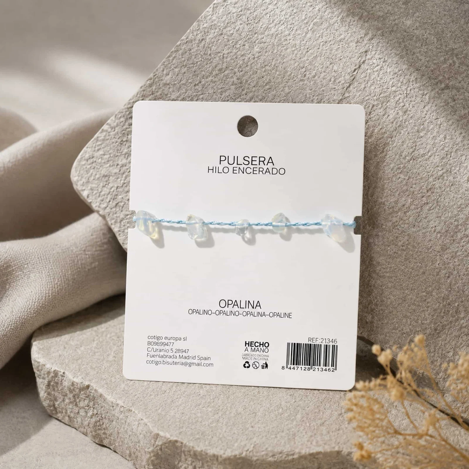 PULSERA HILO ENCERADO CON OPALINA