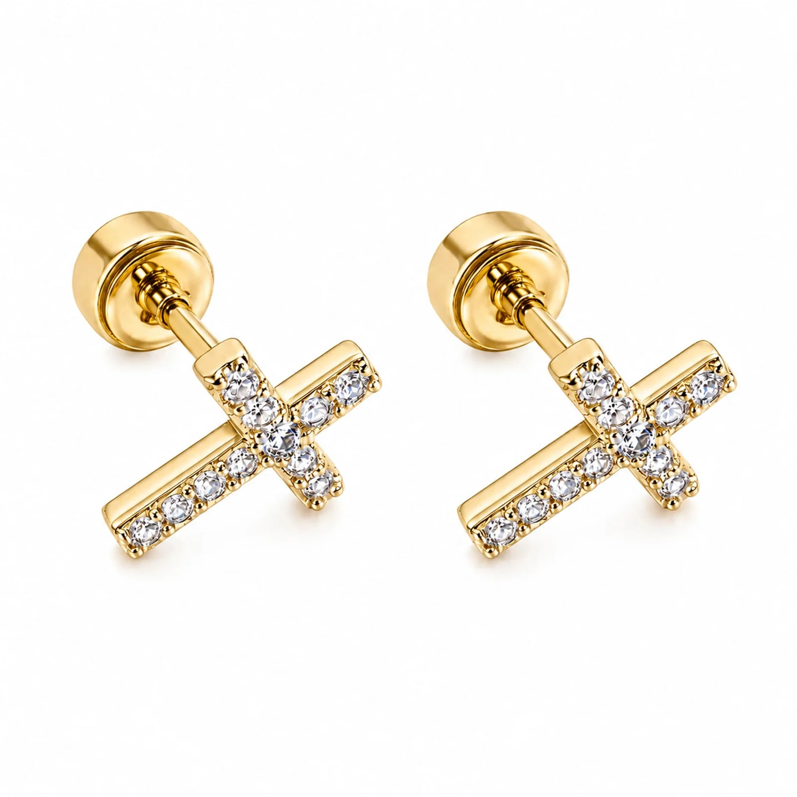 Pendiente-Piercing Bañado Oro 18K y con Circonita