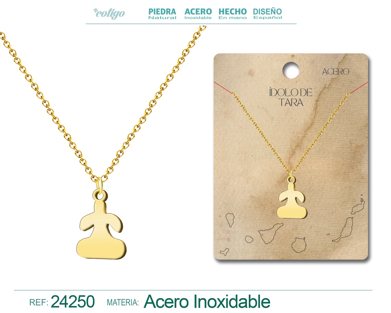COLLAR  CON IDALO DE TARRA ACERO DORADO