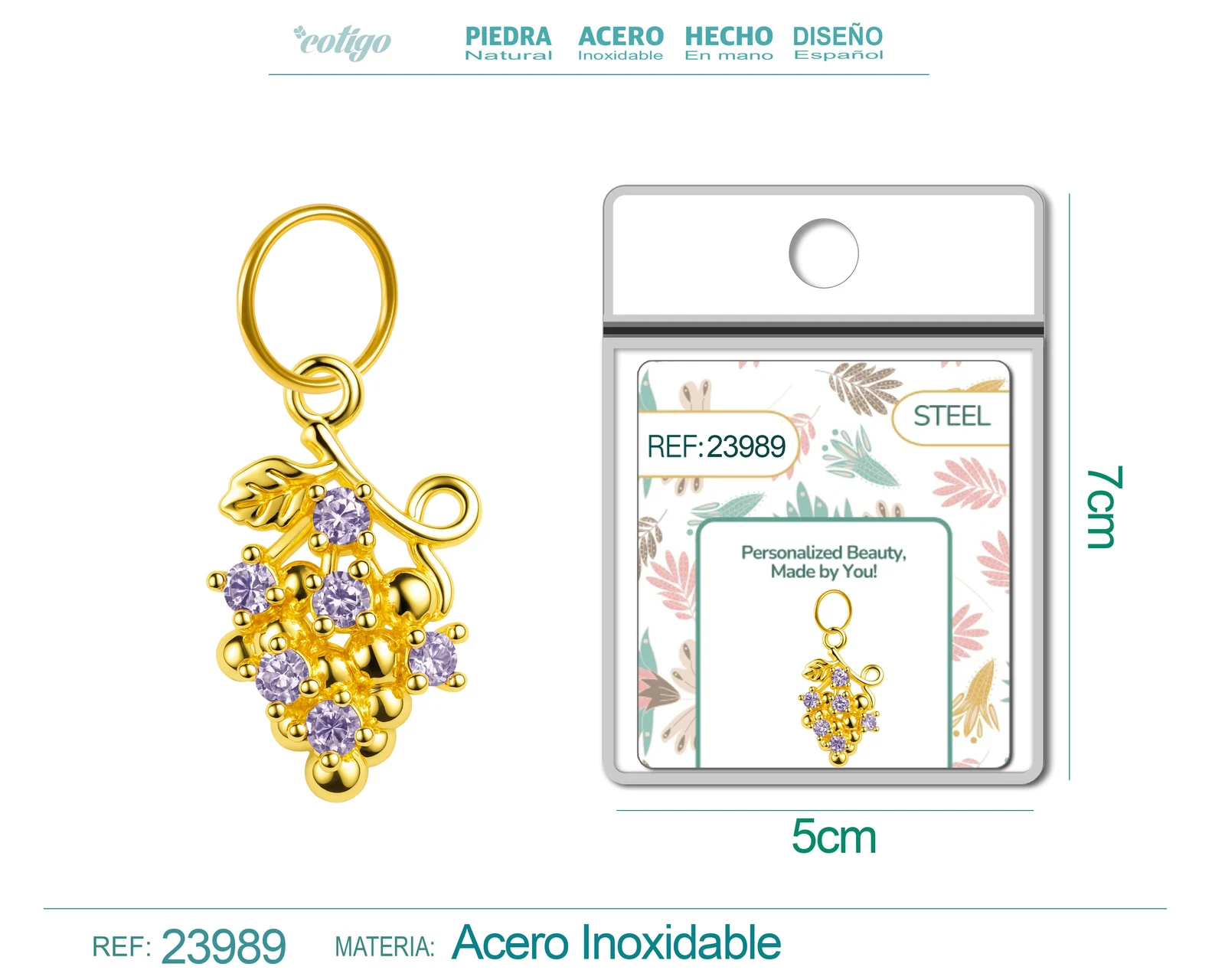 CHARM DE COBRE CHAPADO ORO 14K CON CIRCONITA