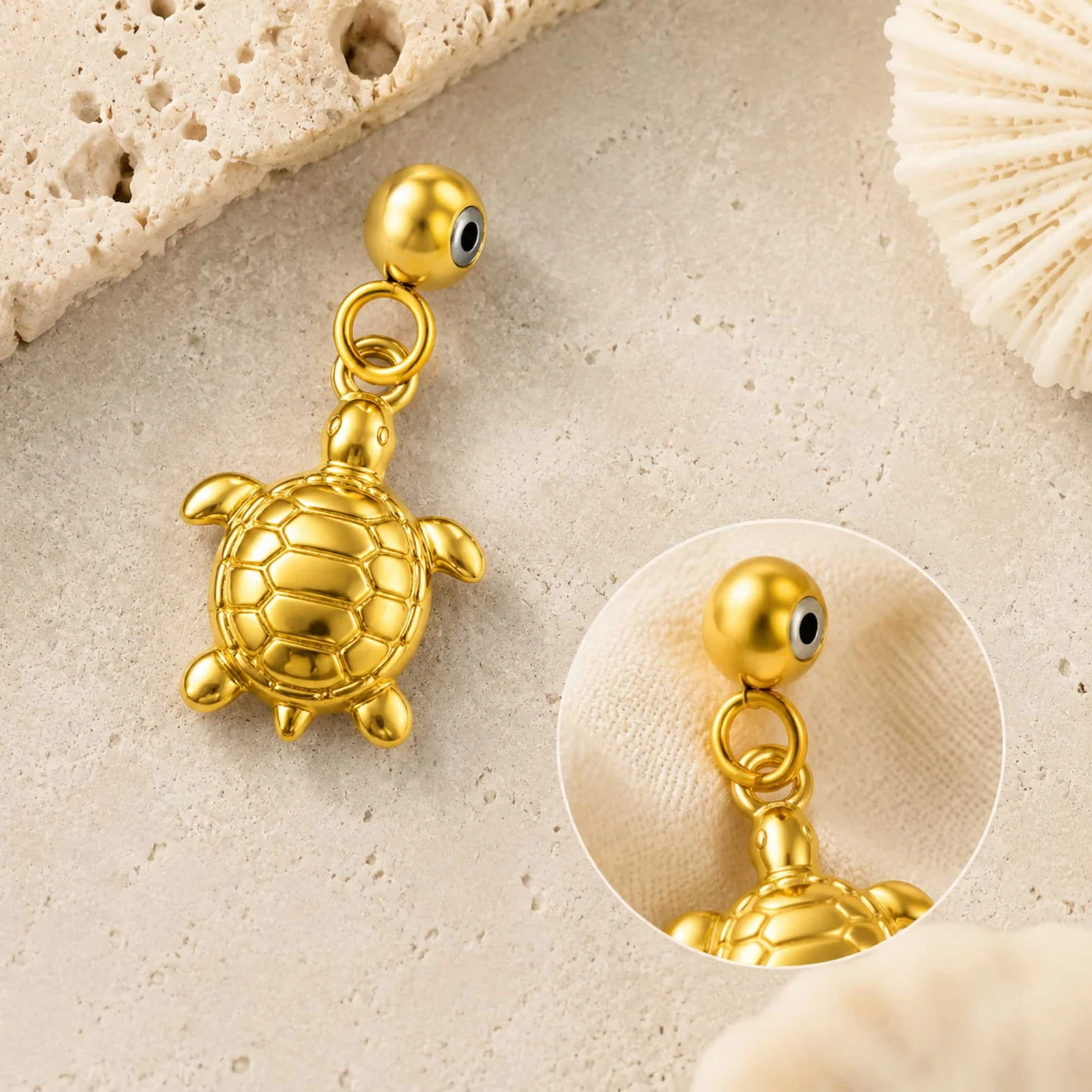 CHARM ACERO DORADO CHAPADO ORO 14 K-CON BOLA DE GOMA