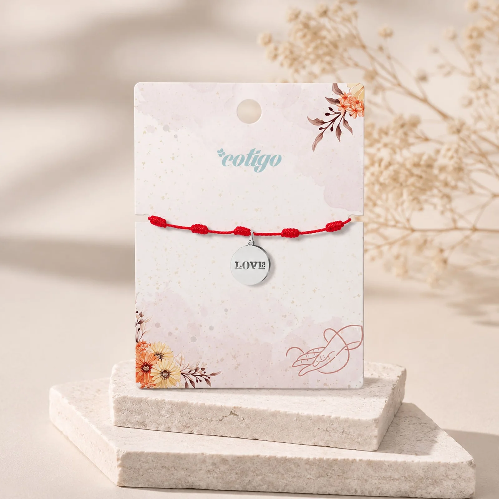 PULSERA 7 NUDOS CON LOVE COLOR PLATEADO
