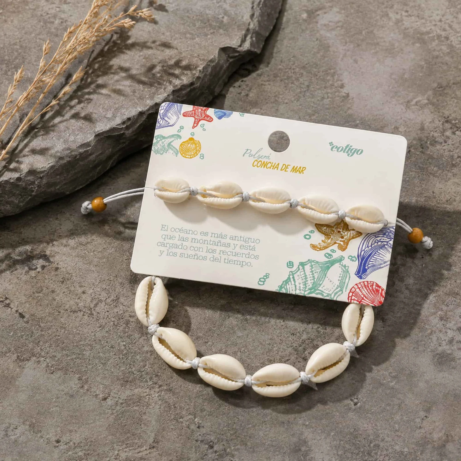 PULSERA HILO ENCERADO DE CONCHA