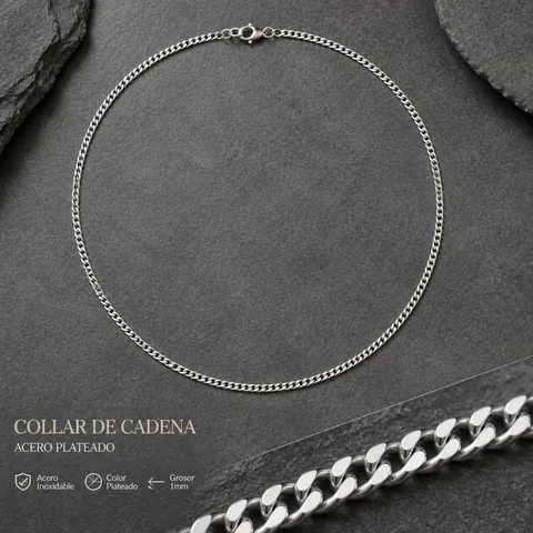 COLLAR DE CADENA ACERO PLATEADO