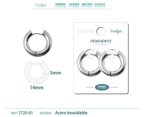 Pendiente Aro Acero 5.0x14mm Acero
