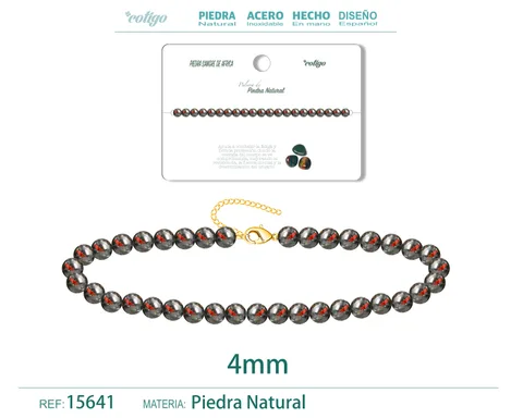 PULSERA PIEDRA SANGRE DE AFRICA 4MM
