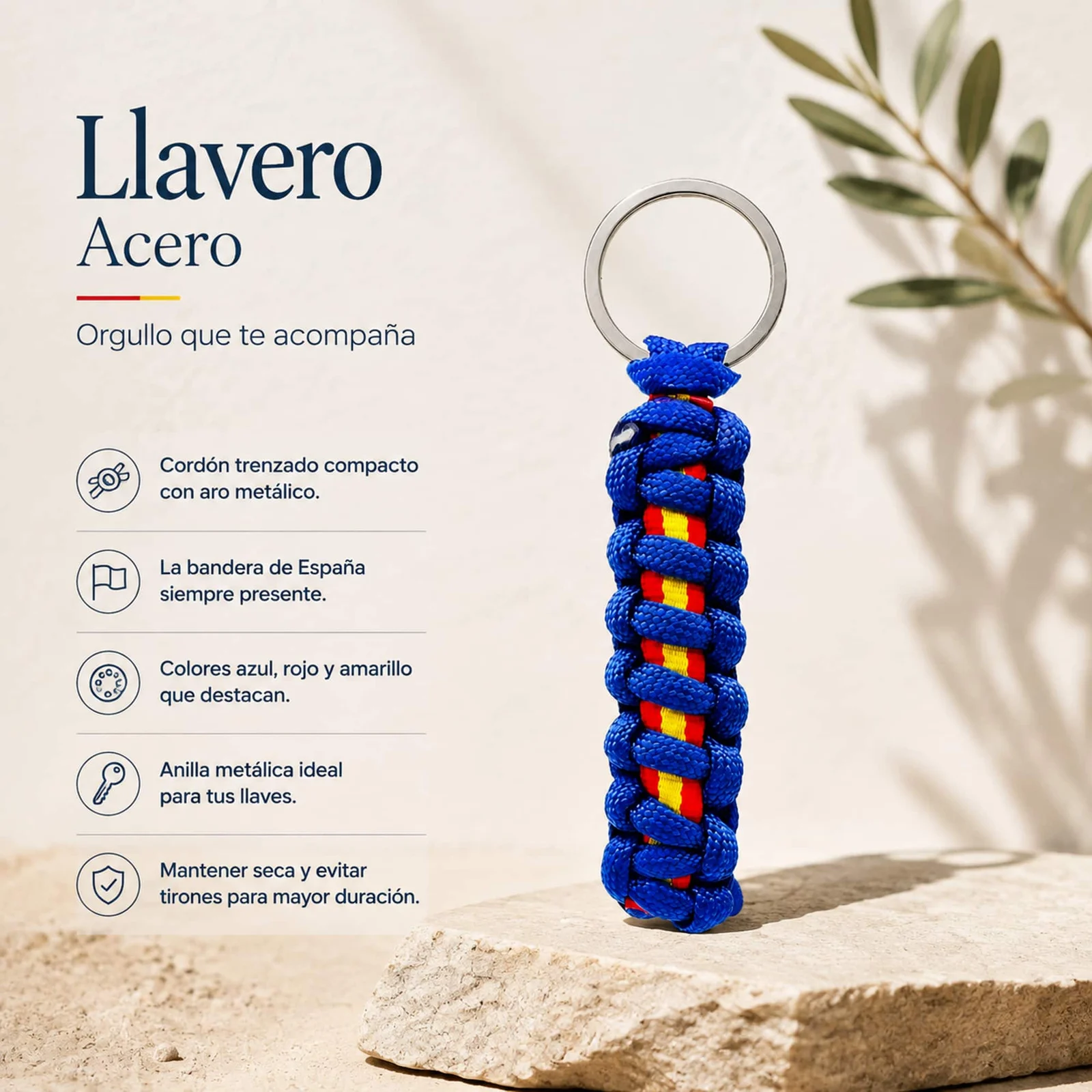 LLAVERO CUERDA CON ARO ACERO