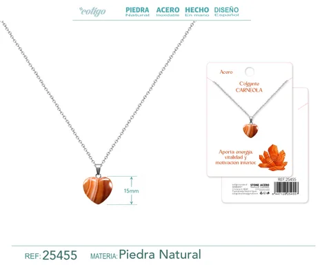 Colgante Piedra Carneola con cadena Acero Inoxidable