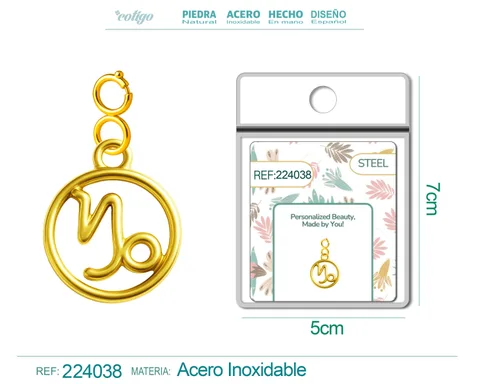 CHARM DE ZODÍACO CAPRICÓRNIO ACERO COLOR DORADO-CON CIERRE