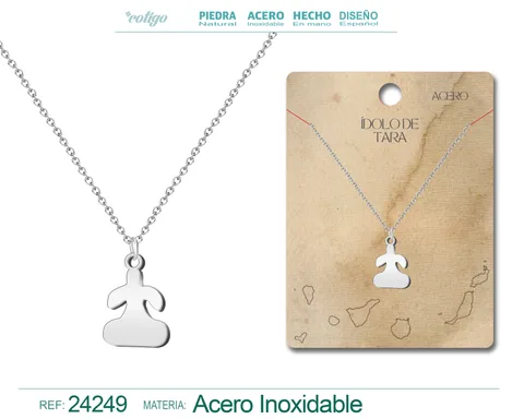 COLLAR  CON IDALO DE TARRA ACERO PLATEADO