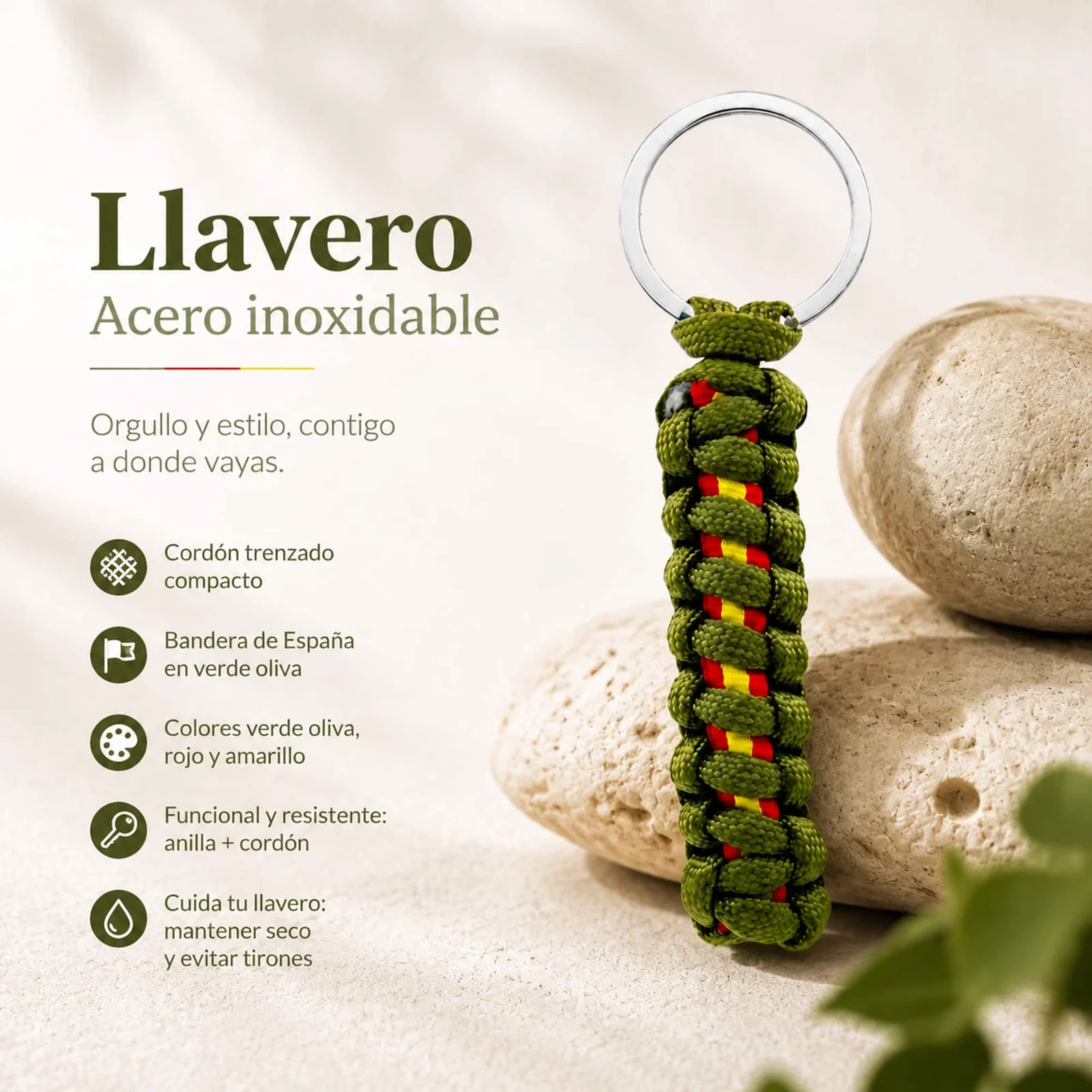 LLAVERO CUERDA CON ARO ACERO