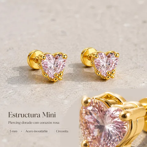 Pendiente-Piercing Bañado Oro 18K y con Circonita