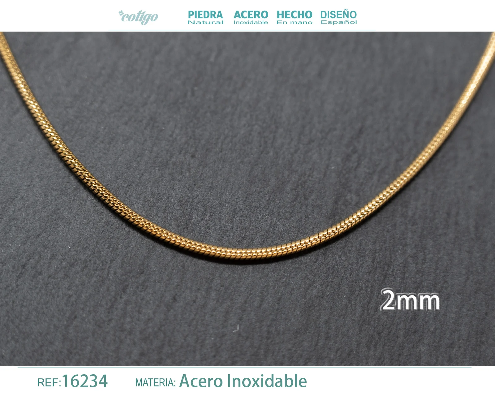 COLLAR DE CADENA ACERO DORADO
