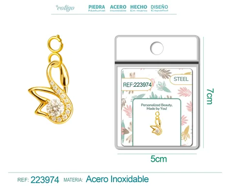 CHARM DE COBRE CHAPADO A ORO 14K CON CIRCONITA-CON CIERRE