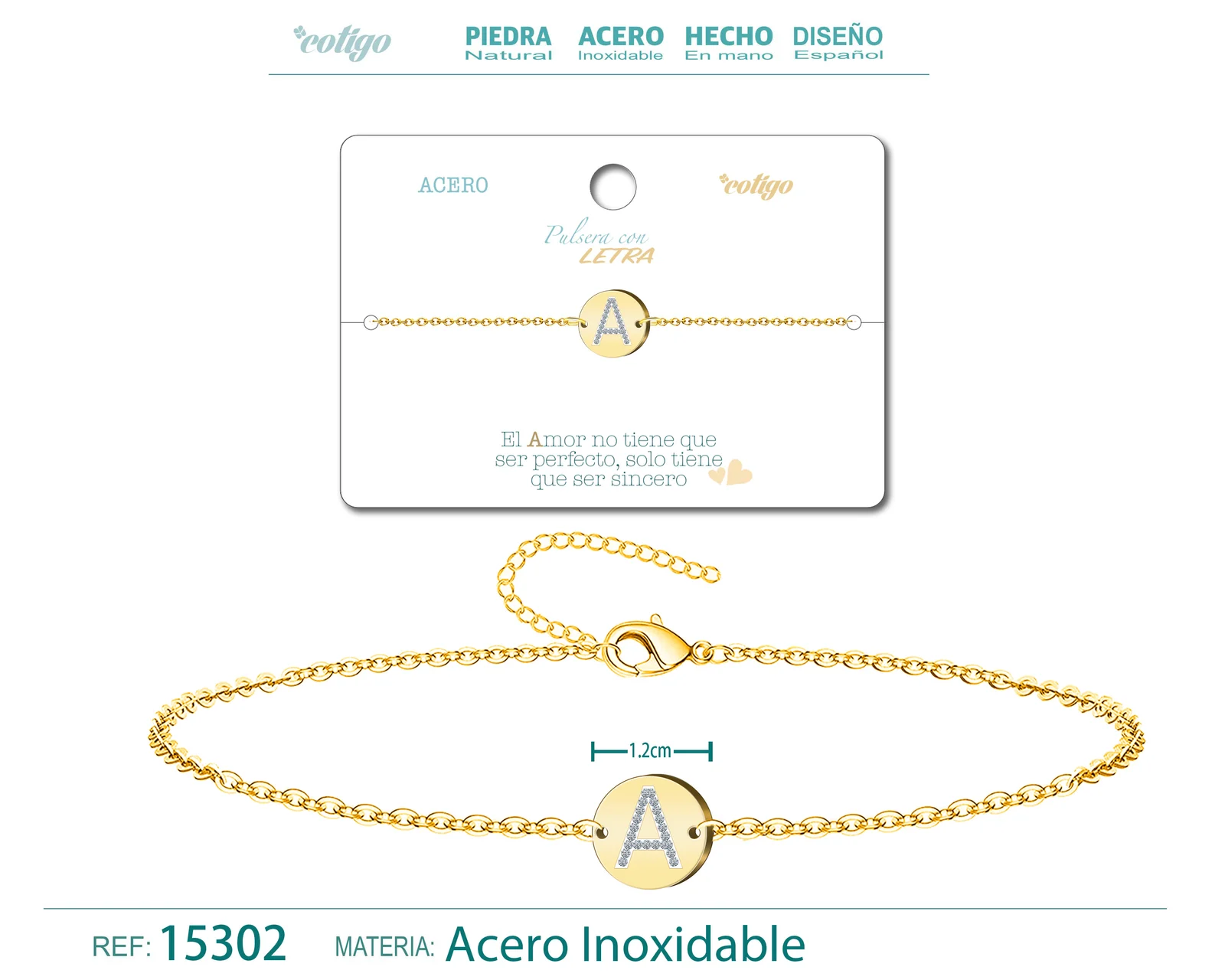 PULSERA LETRA A COLOR DORADO