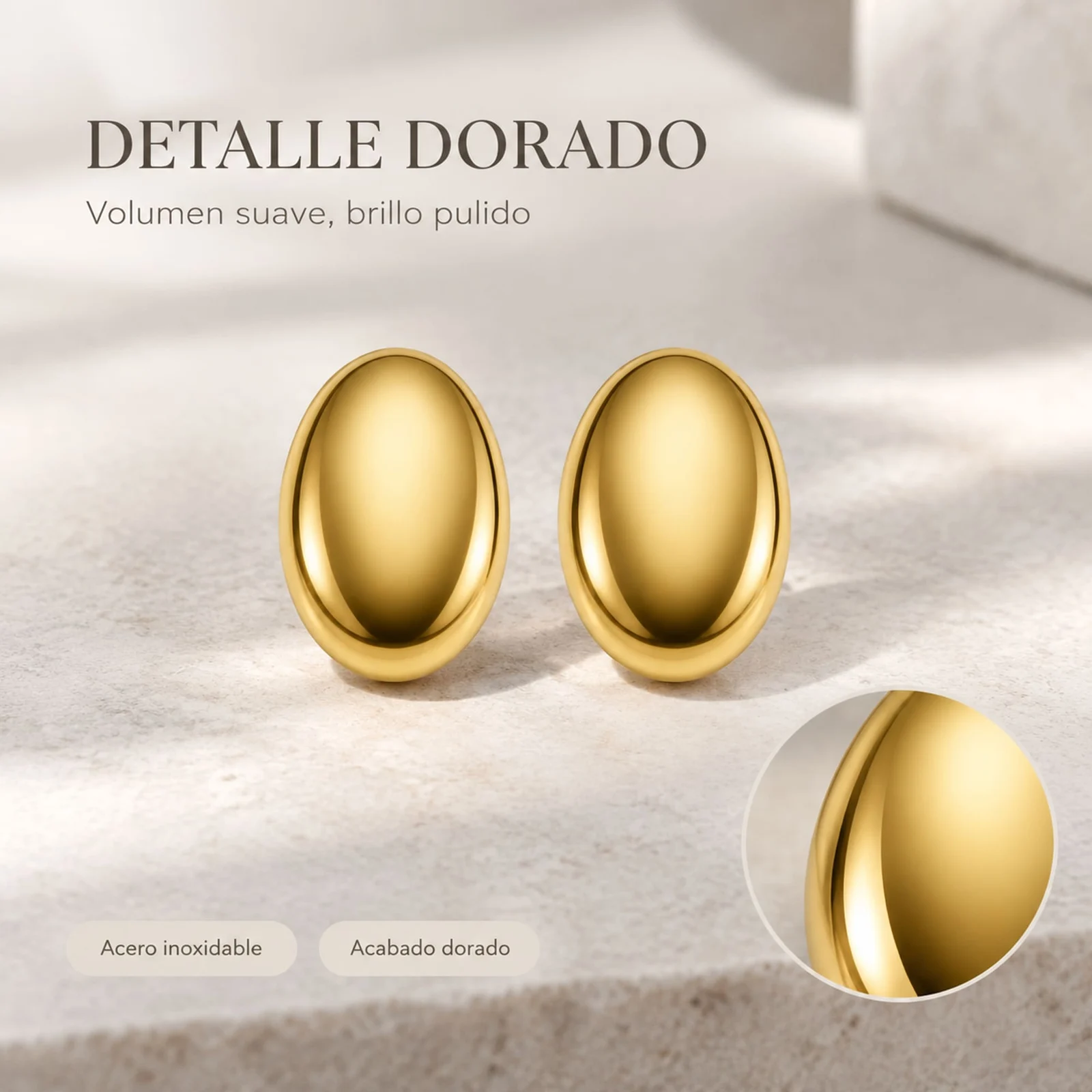 Pendiente Acero Inoxidable color Dorado