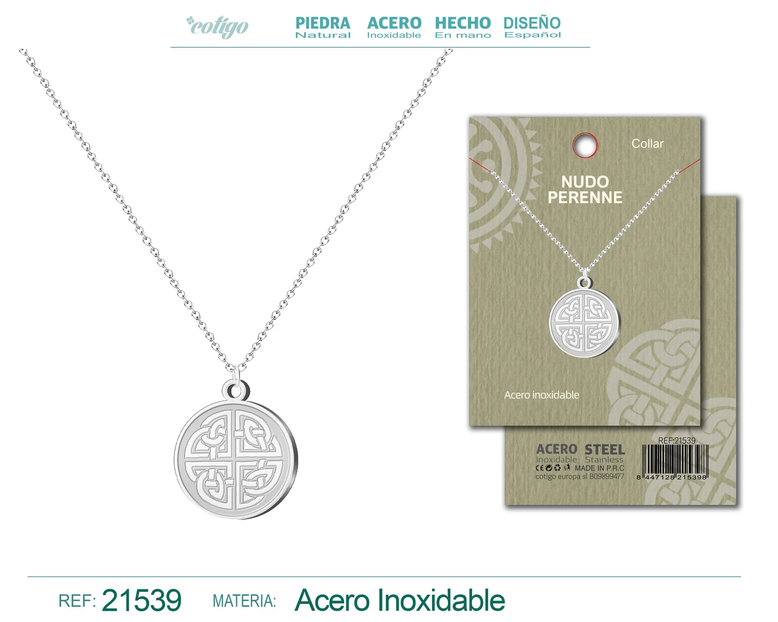 COLGANTE NUDO PERENNE ACERO PLATEADO