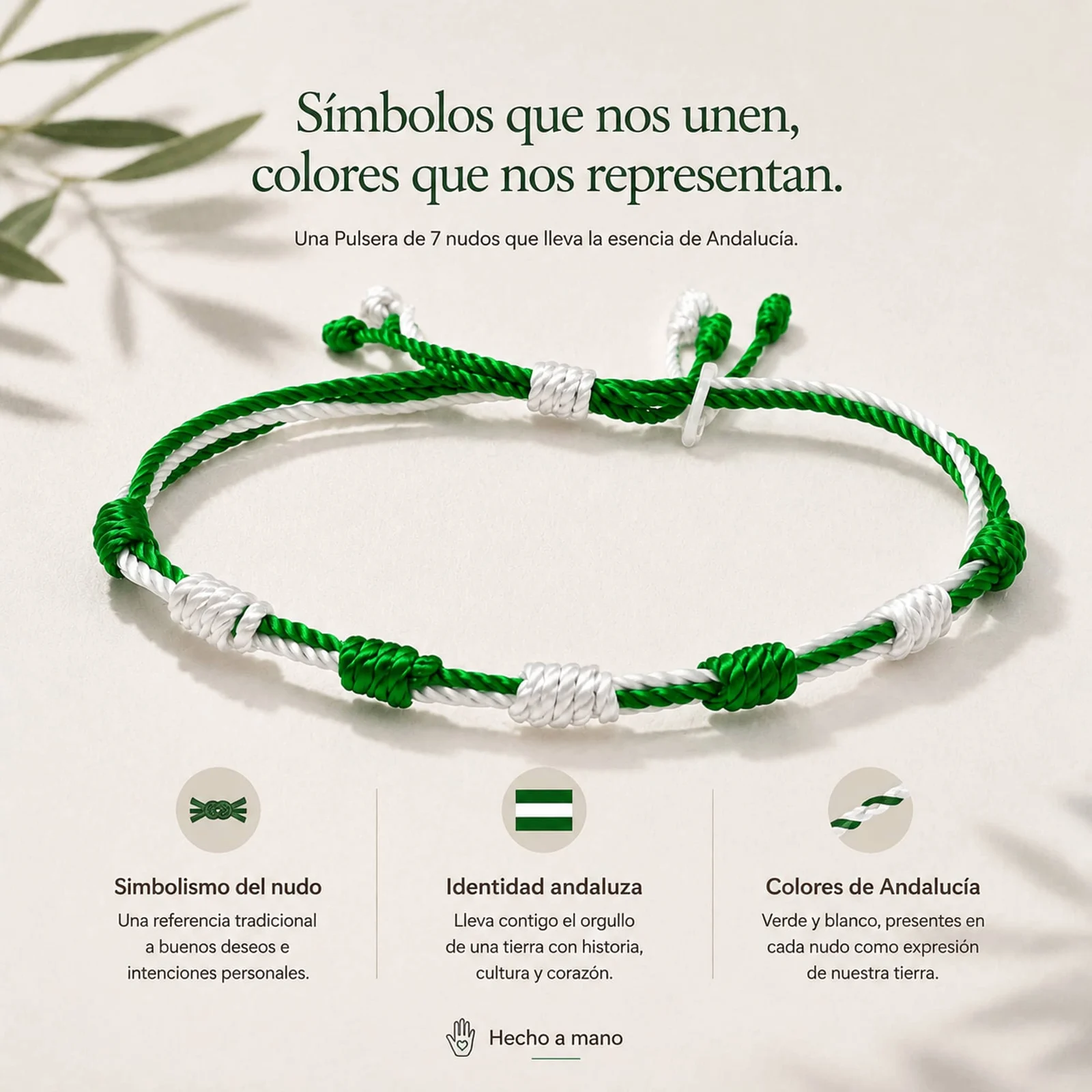 PULSERA 7 NUDOS DE BANDERA DE  ANDALUCÍA
