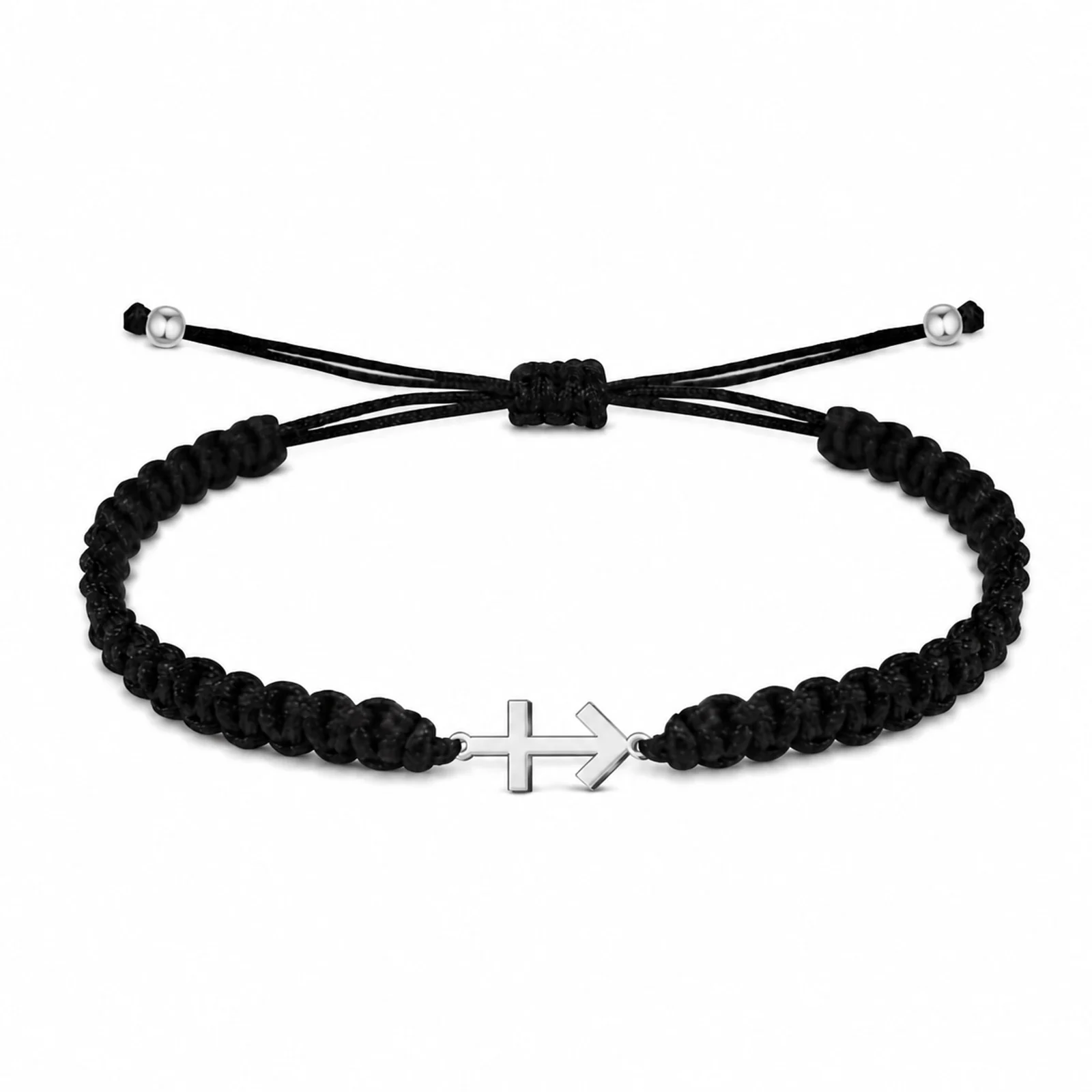 PULSERA HILO DESTINO  CON CRUZ CONTRA EL MAL ACERO PLATEADO