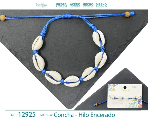 PULSERA HILO ENCERADO DE CONCHA