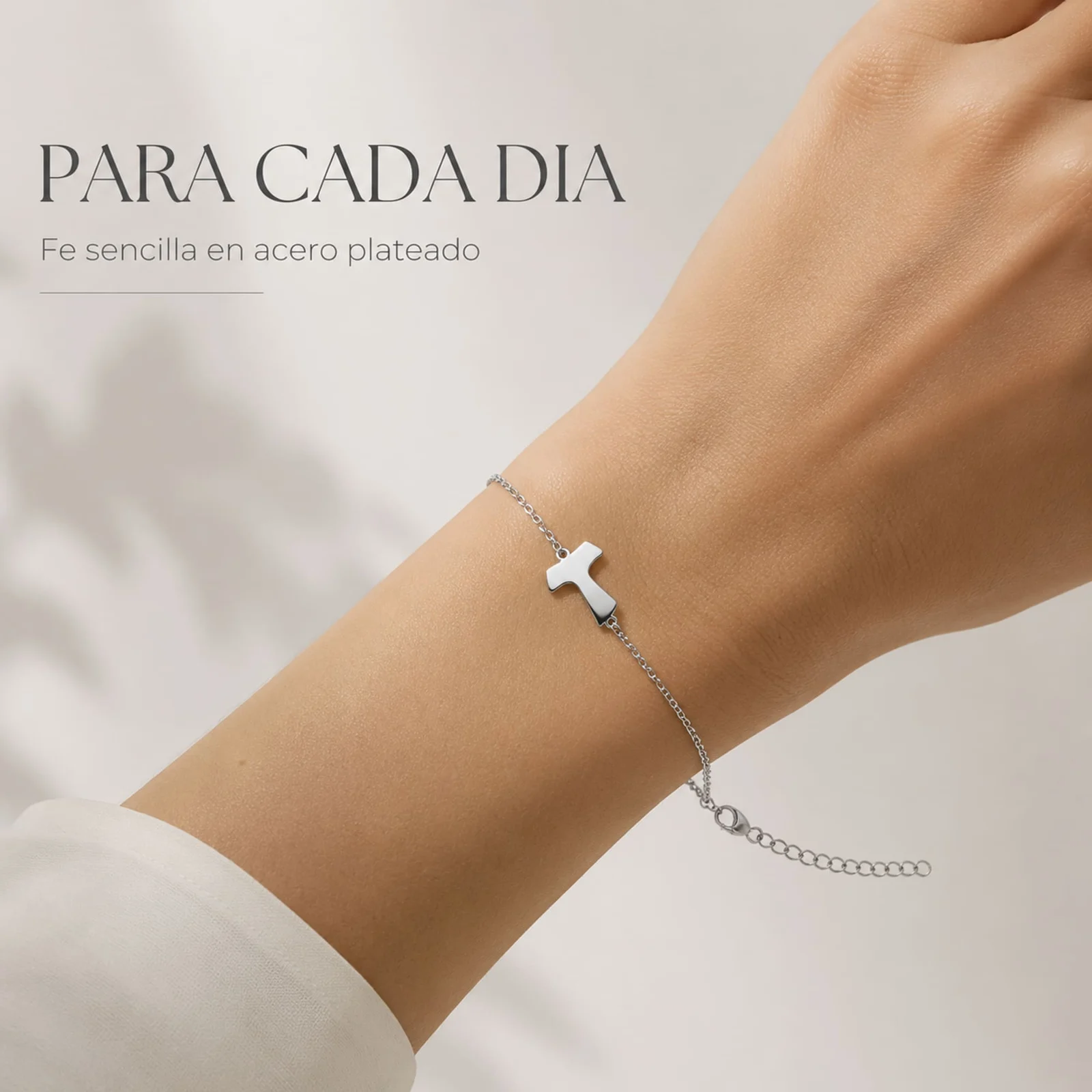 PULSERA CRUZ TAU  ACERO PLATEADO
