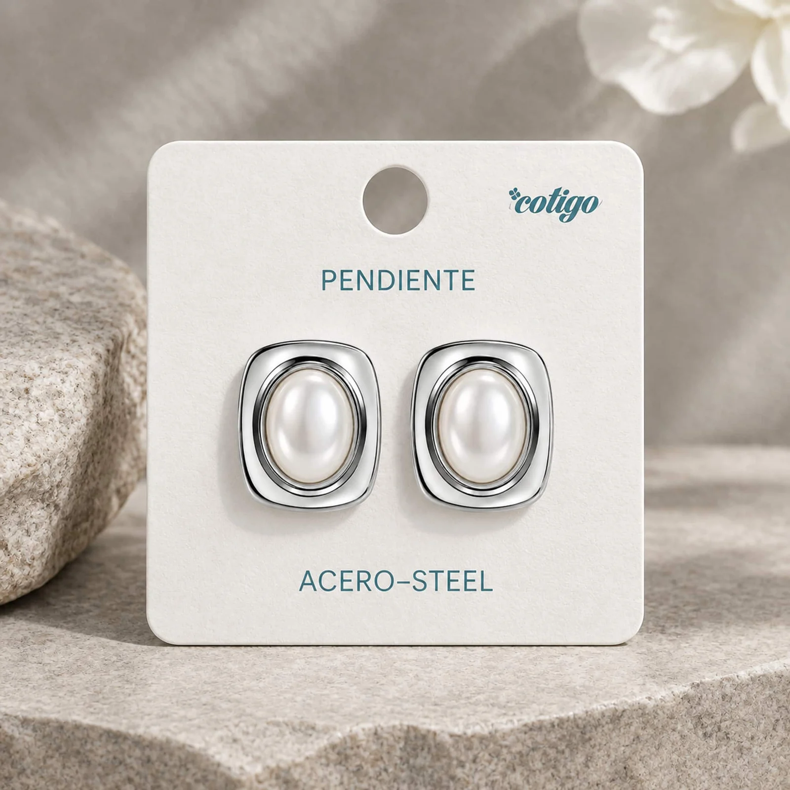 Pendiente Acero Inoxidable color Plateado