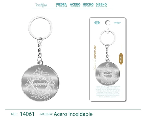 LLAVERO SAGRADO CORAZÓN DE JESÚS ACERO INOXIDABLE