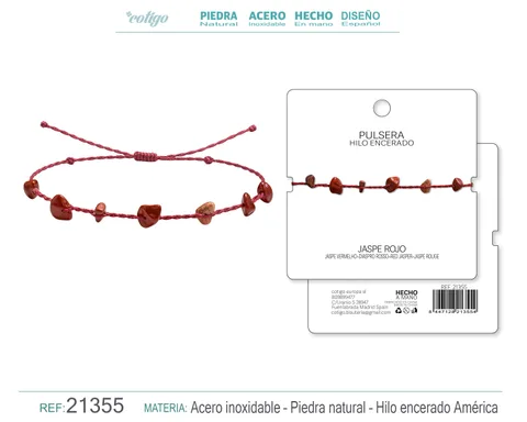 PULSERA HILO ENCERADO CON JASPE ROO