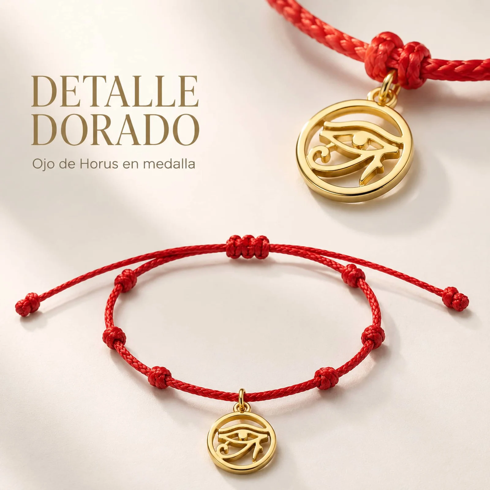 PULSERA 7 NUDOS CON OJO DE HORUS COLOR DORADO