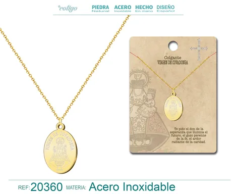 COLGANTE VIRGEN COVADONGA ACERO DORADO