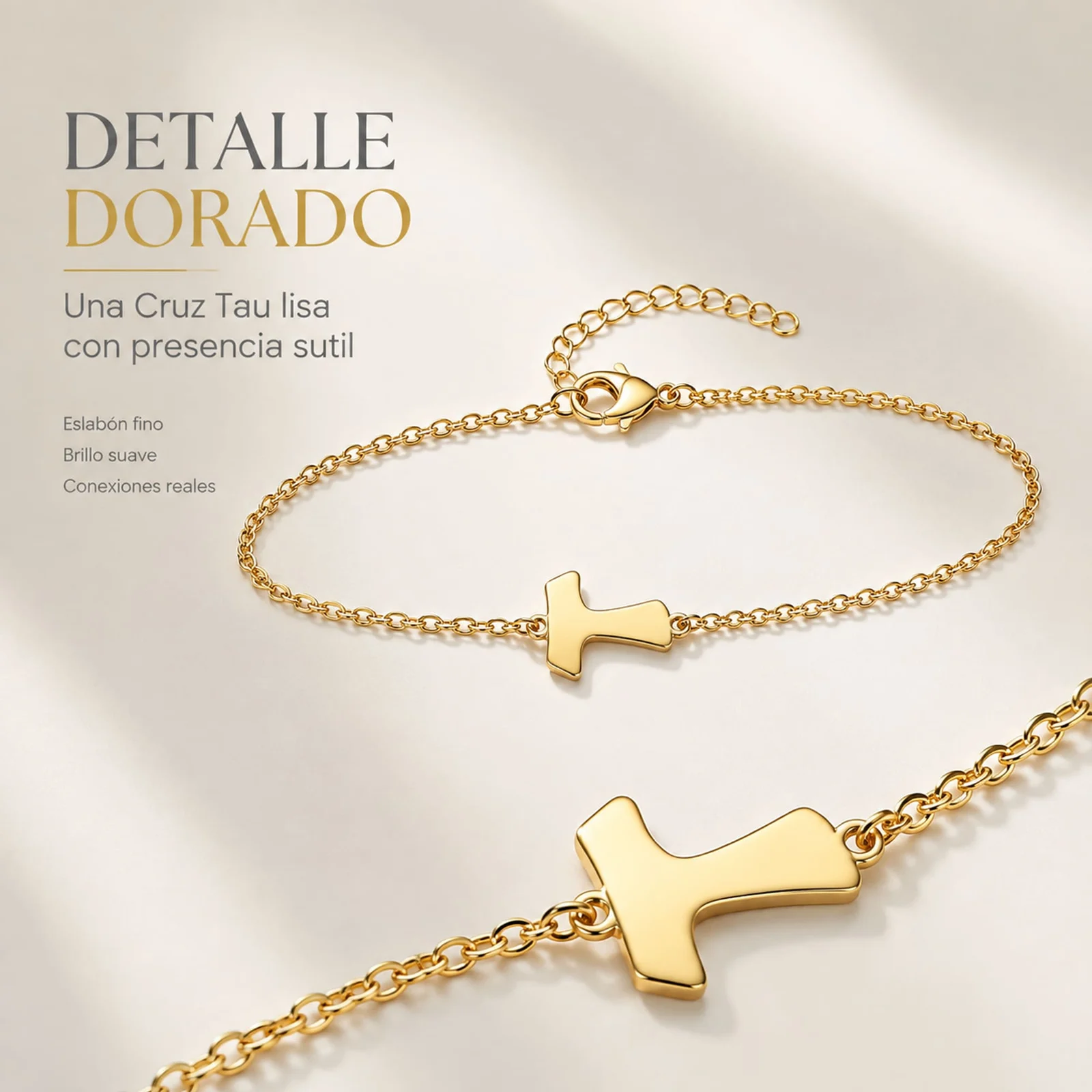PULSERA CRUZ TAUACERO DORADO