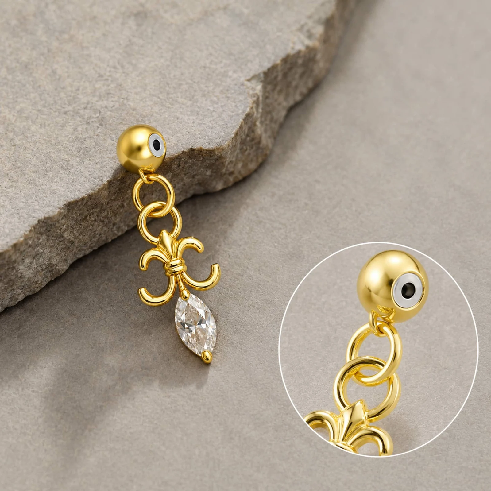 CHARM DE COBRE CHAPADO ORO 14K CON CIRCONITA-CON BOLA DE GOMA
