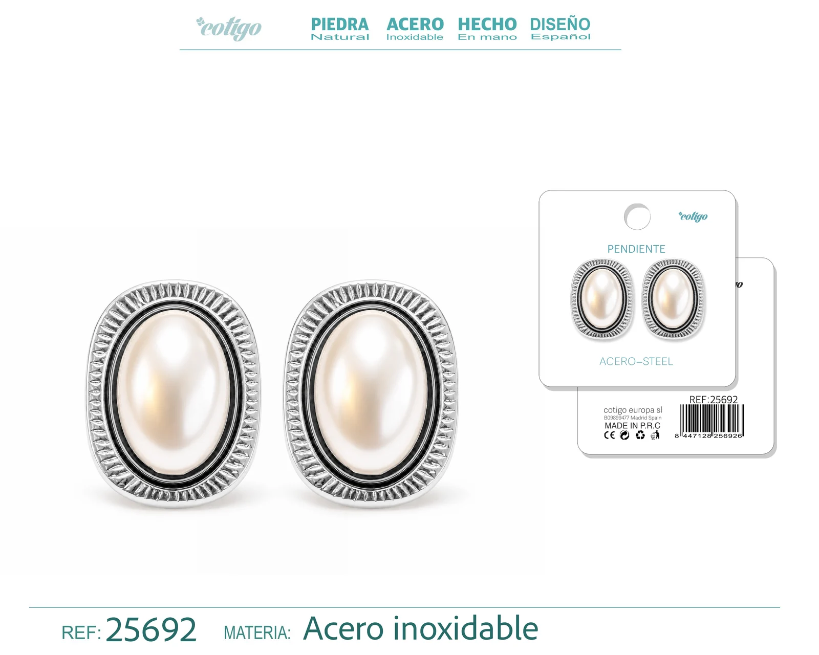 Pendiente Acero Inoxidable color Plateado