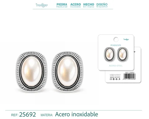 Pendiente Acero Inoxidable color Plateado