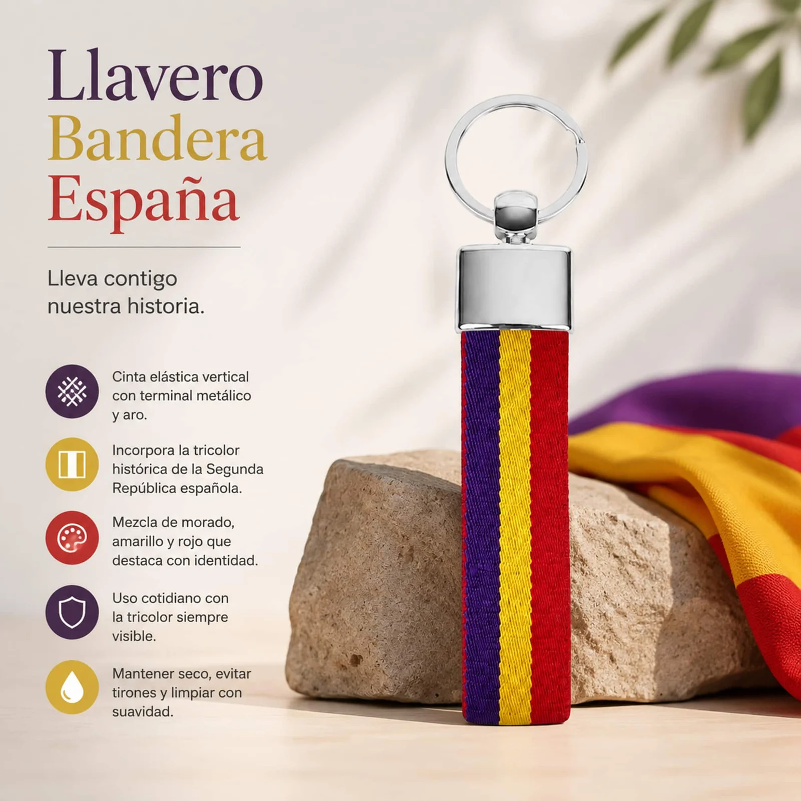 LLAVERO BANDERA ESPAÑA DE CINTA ELÁSTICA