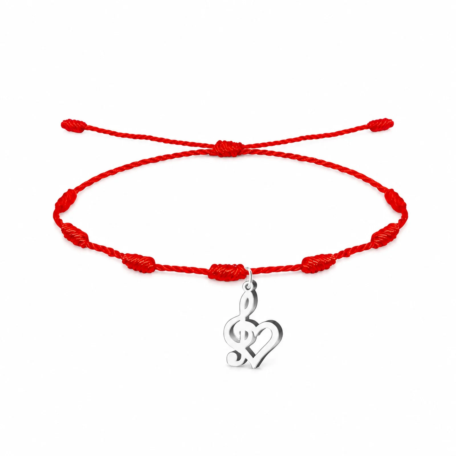 PULSERA 7 NUDOS CON NOTA MUSICAL COLOR PLATEADO