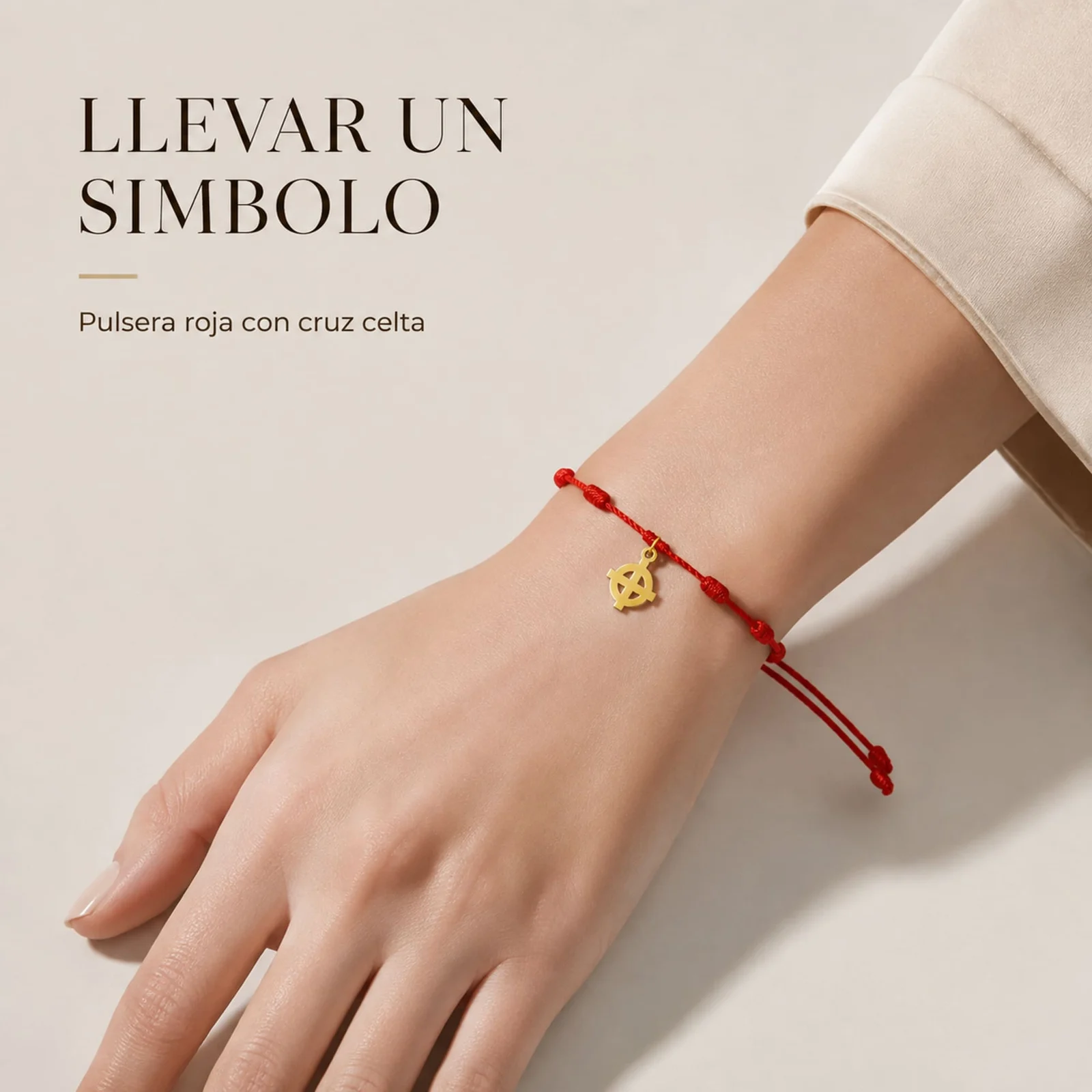PULSERA 7 NUDOS CON CRUZ CELTA COLOR DORADO