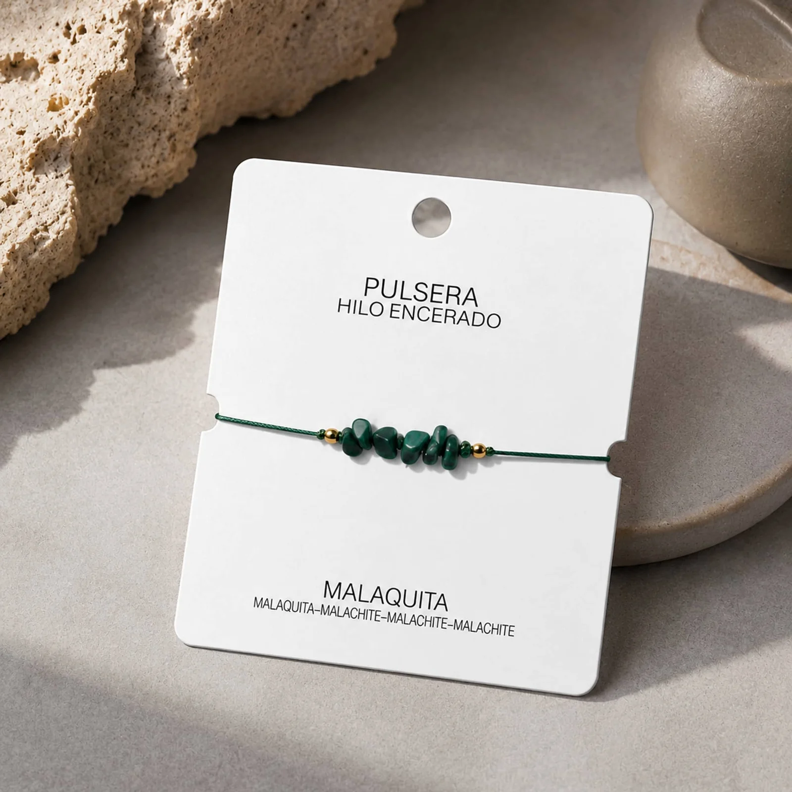 PULSERA HILO ENCERADO CON MALAQUITA