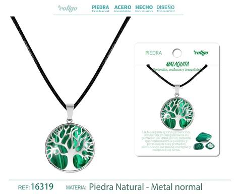 COLGANTE ÁRBOL DE VIDA DE PIEDRA MALAQUITA