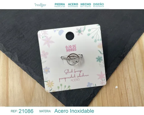 ANILLO OJO HORUS ACERO COLOR PLATEADO