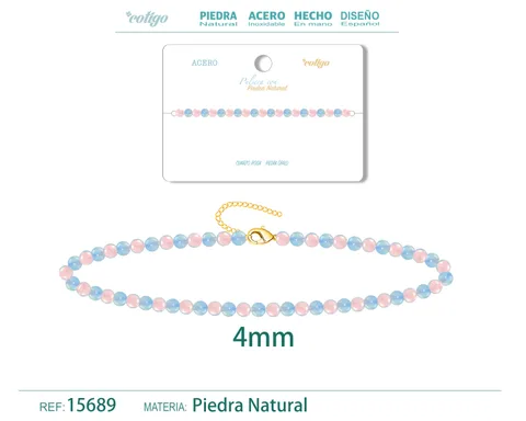 PULSERA CUARZO ROSA+OPALINA 4MM