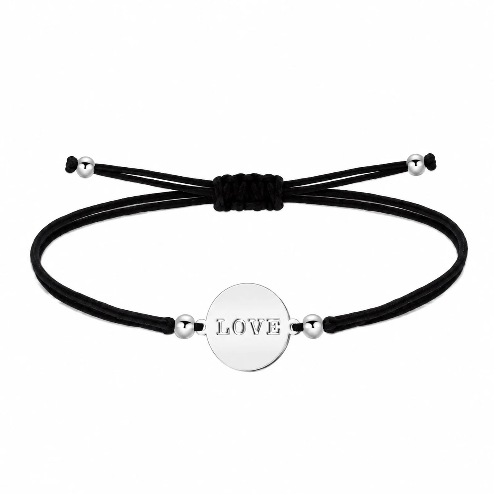 PULSERA LOVE PLATEADO DE HILO EN.NEGRO