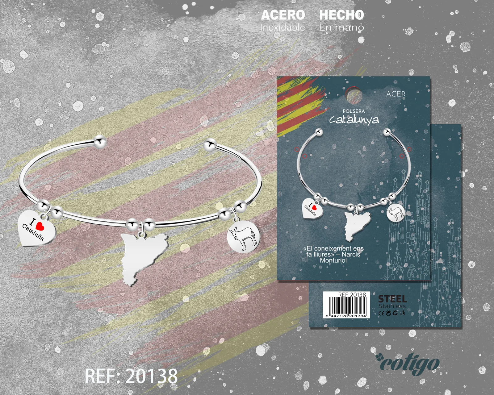 BRAZALETE CATALUÑA ACERO PLATEADO