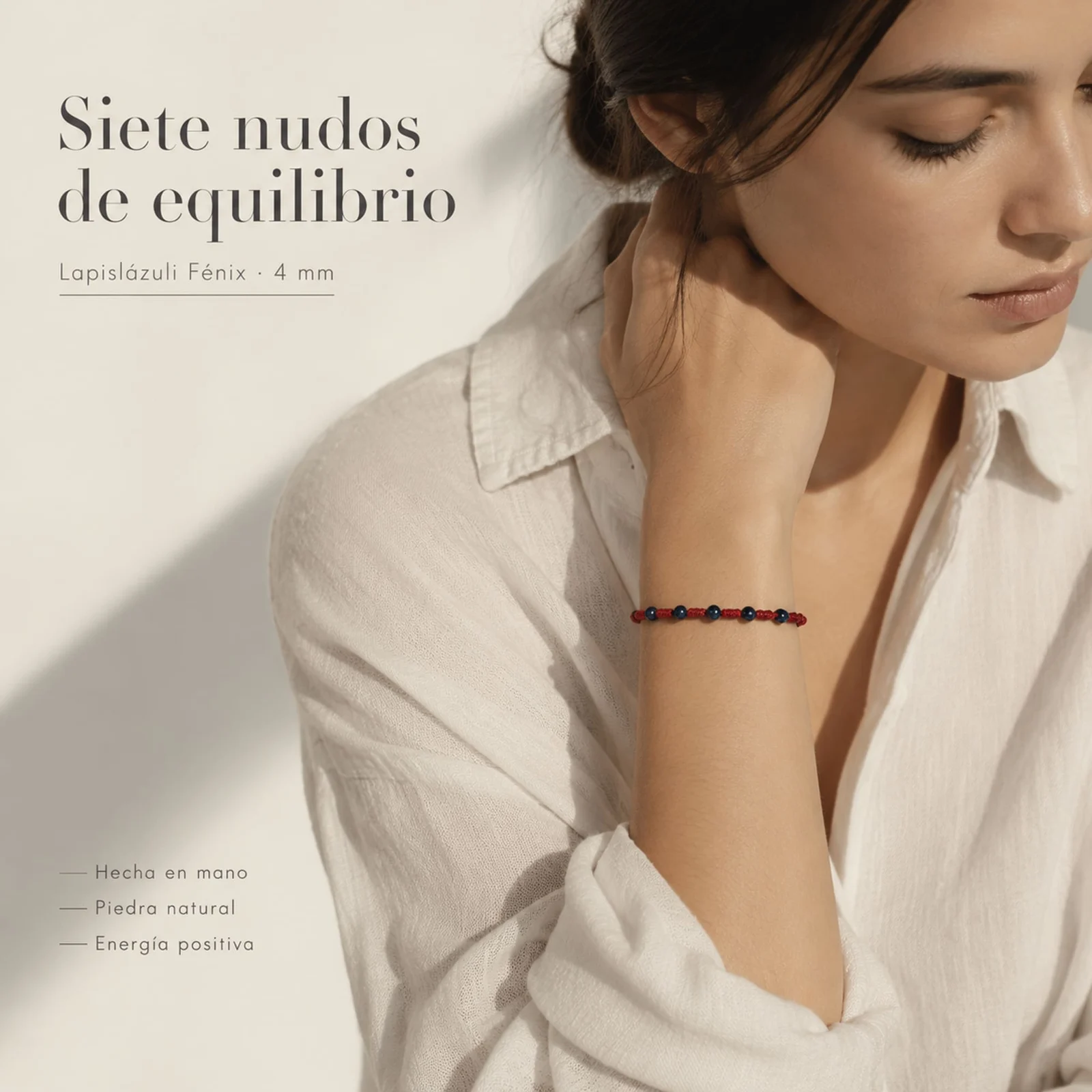 PULSERA 7 NUDOS CON  LAPISLÁZULI FÉNIX 4MM