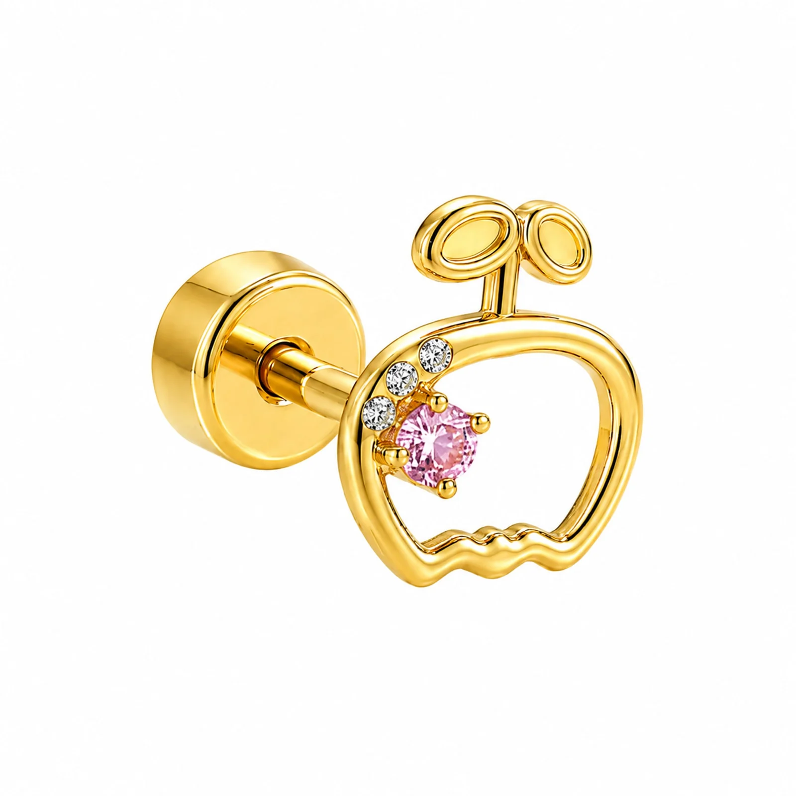 Pendiente-Piercing Bañado Oro 18K y con Circonita