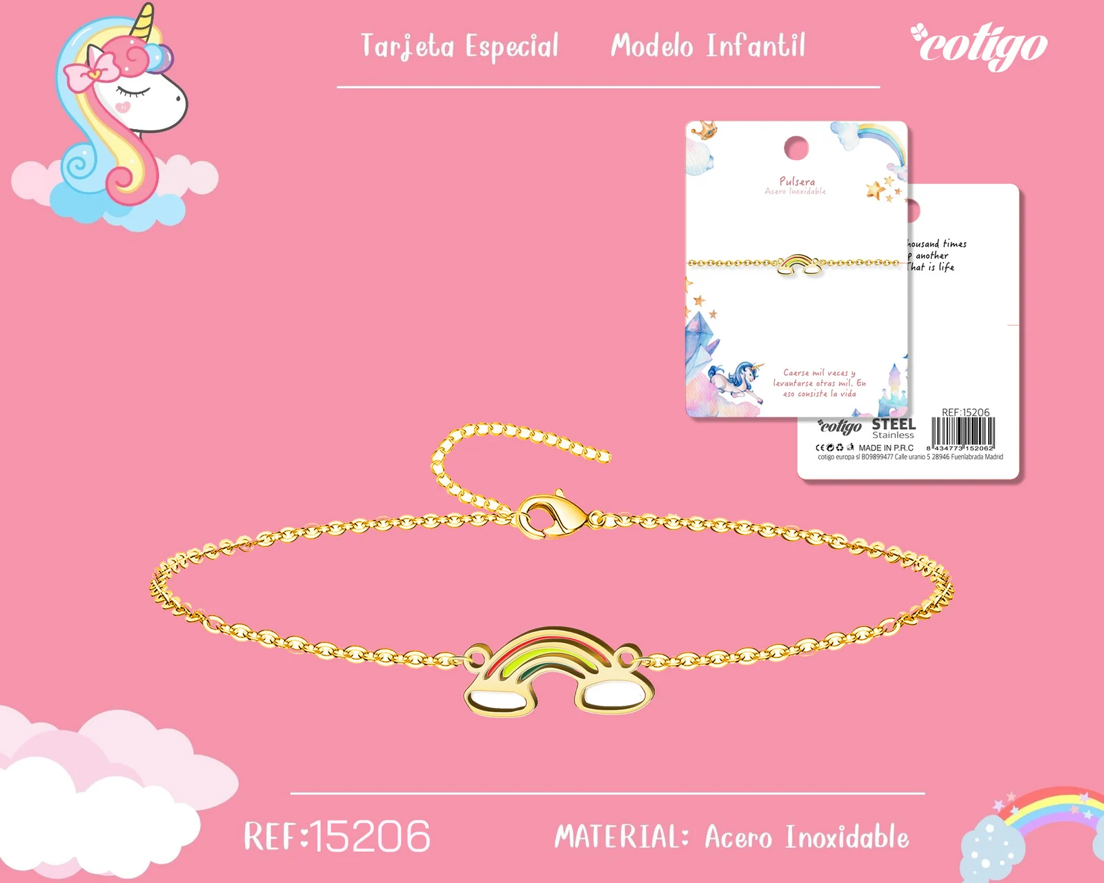 PULSERA DE NIÑA ACERO COLOR DORADO